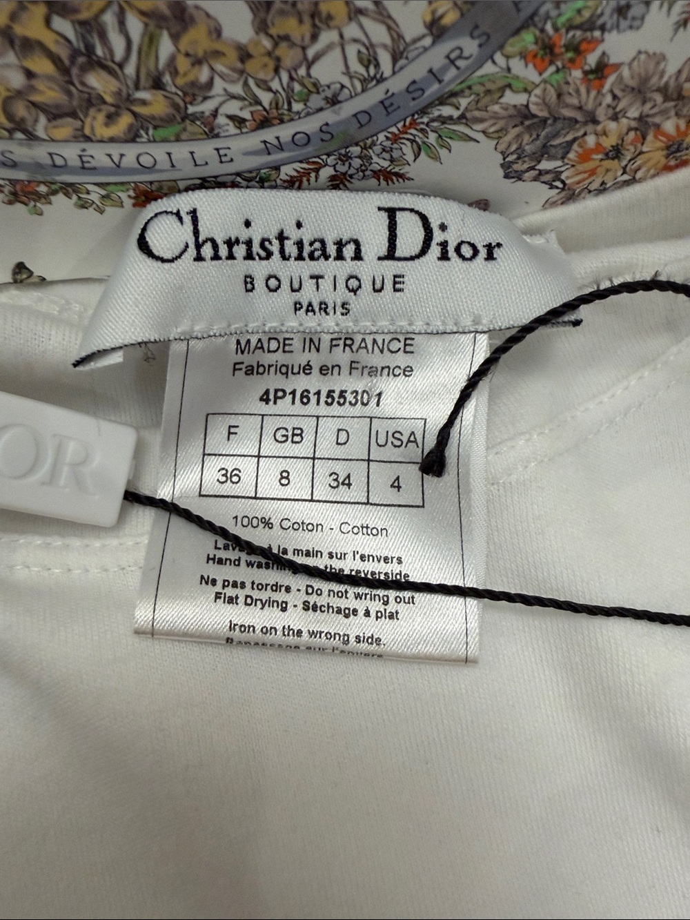Dior White Tank Top with Pink 'J'Adore Dior' Logo - Picture 6 of 6